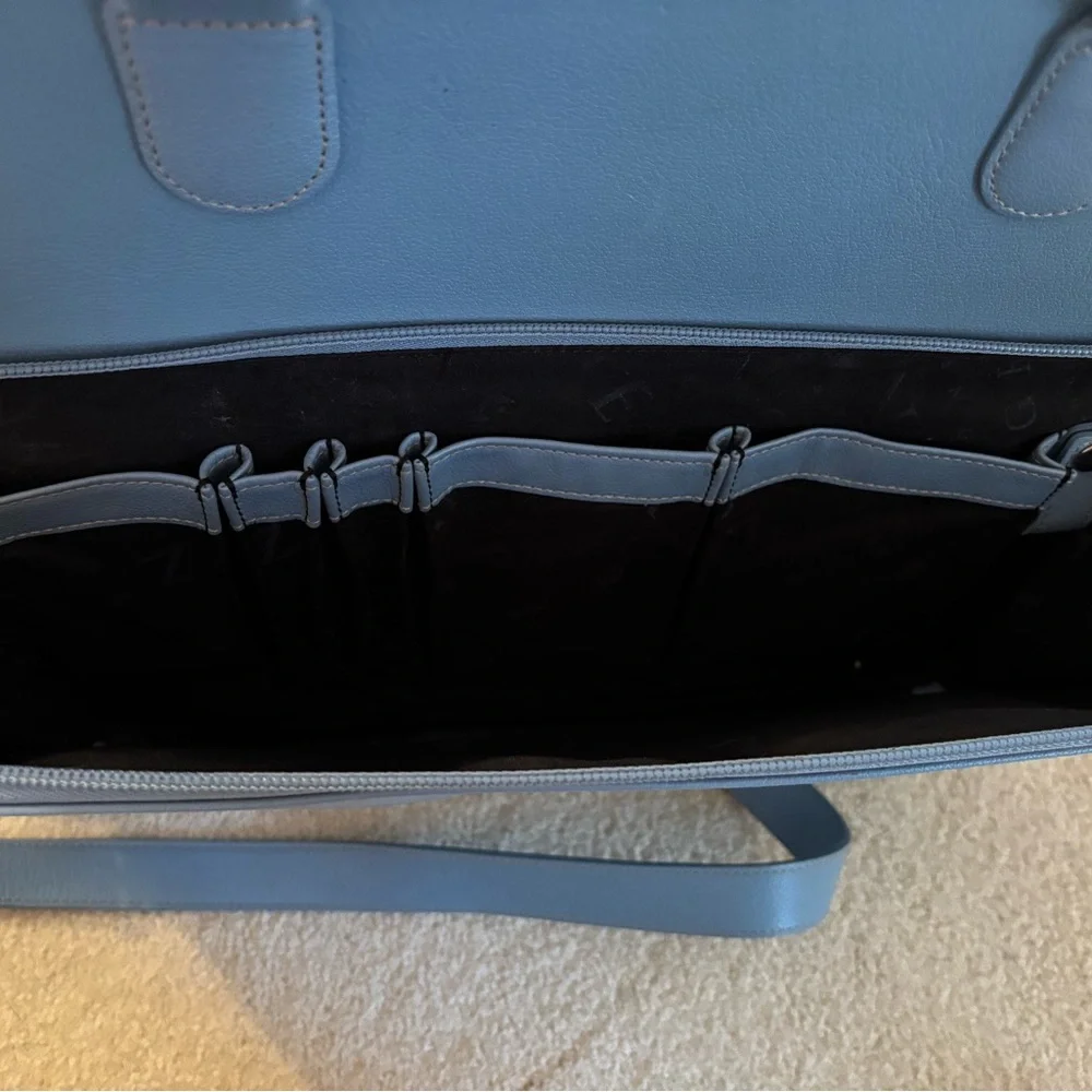 Levenger 100% Leather Light Blue Briefcase with Removable Shoulder Strap $450